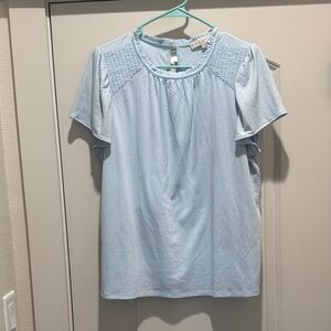 LOFT Light Blue Textured Blouse
